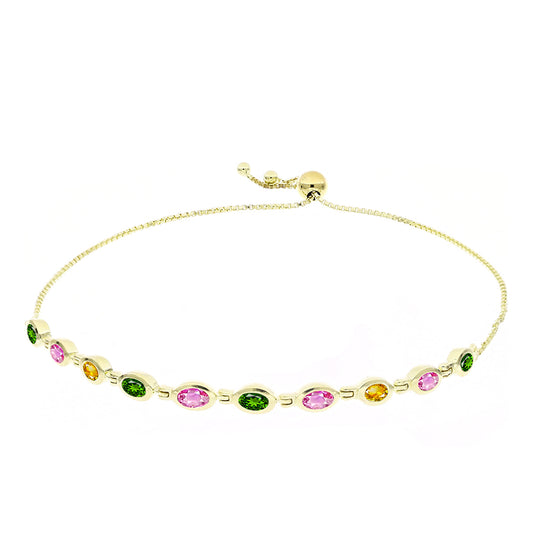 Goldplattiertes Silberarmband mit Chakra Turmalin