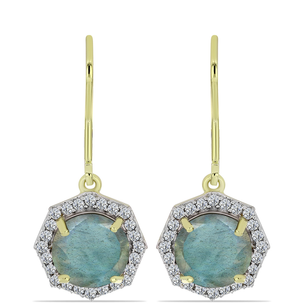 Goldplattierte Silberohrringe mit Labradorit und weißem Topas 1 