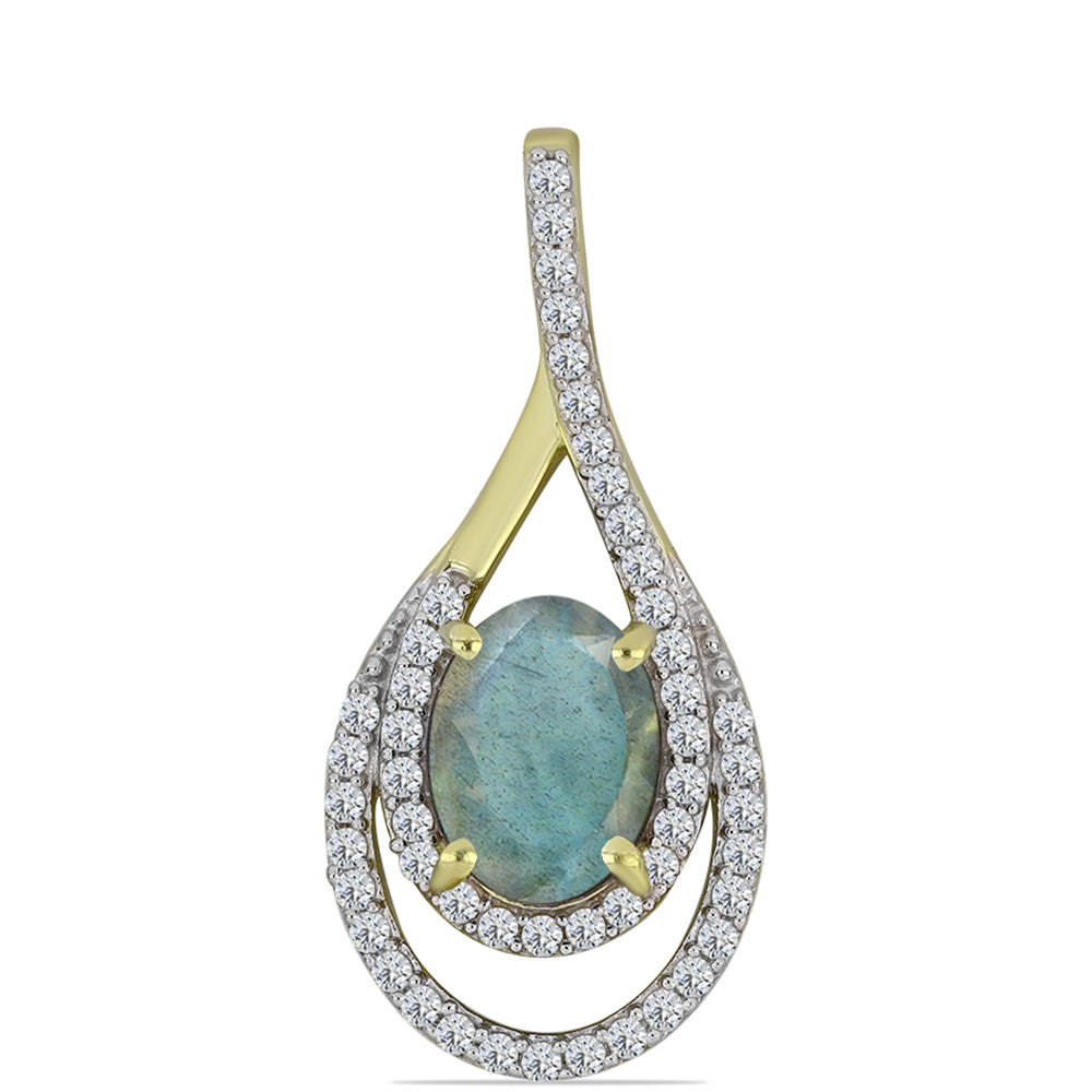 Goldplattierter Silberanhänger mit Labradorit und weißem Topas 1 