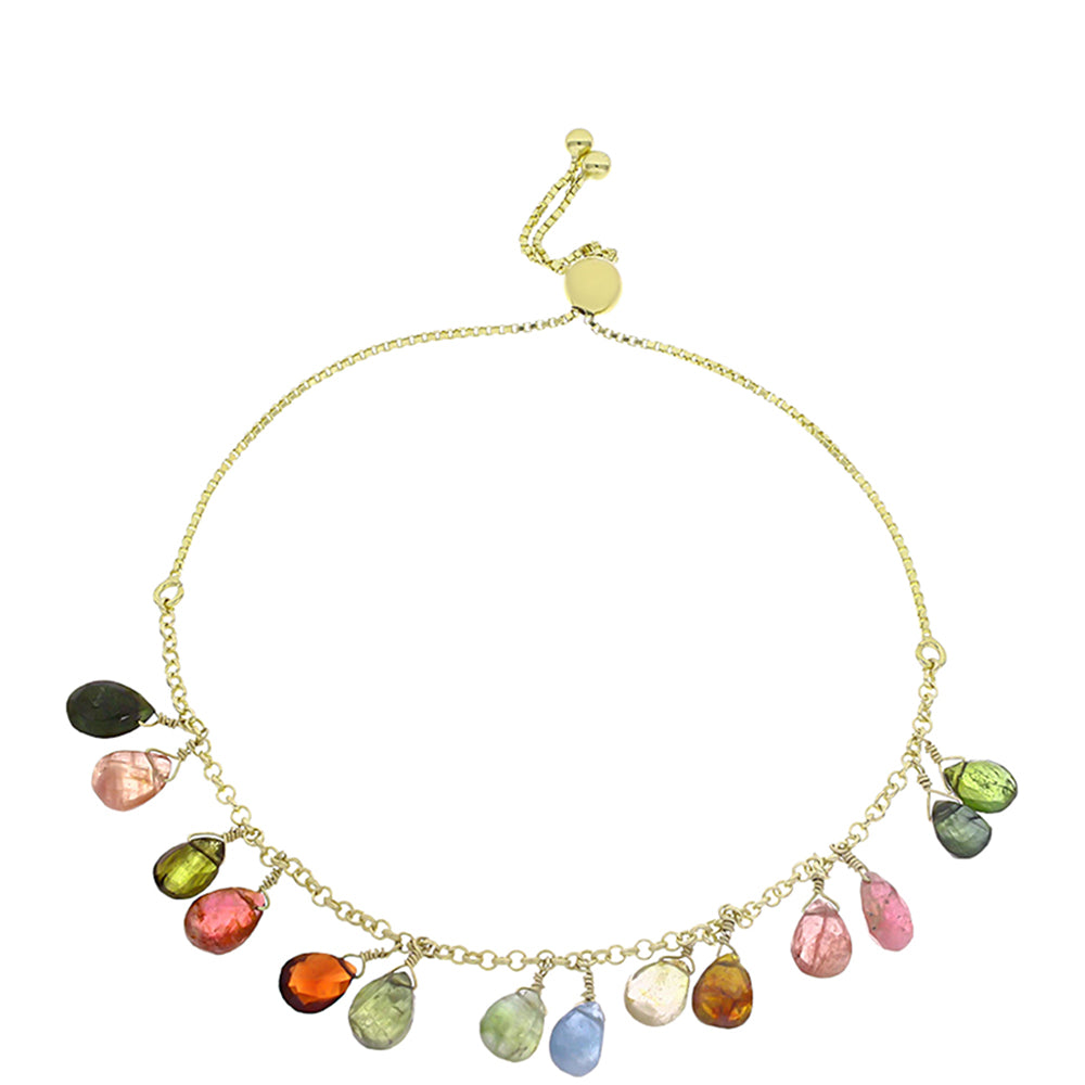 Goldplattiertes Silberarmband mit Chakra Turmalin 1 