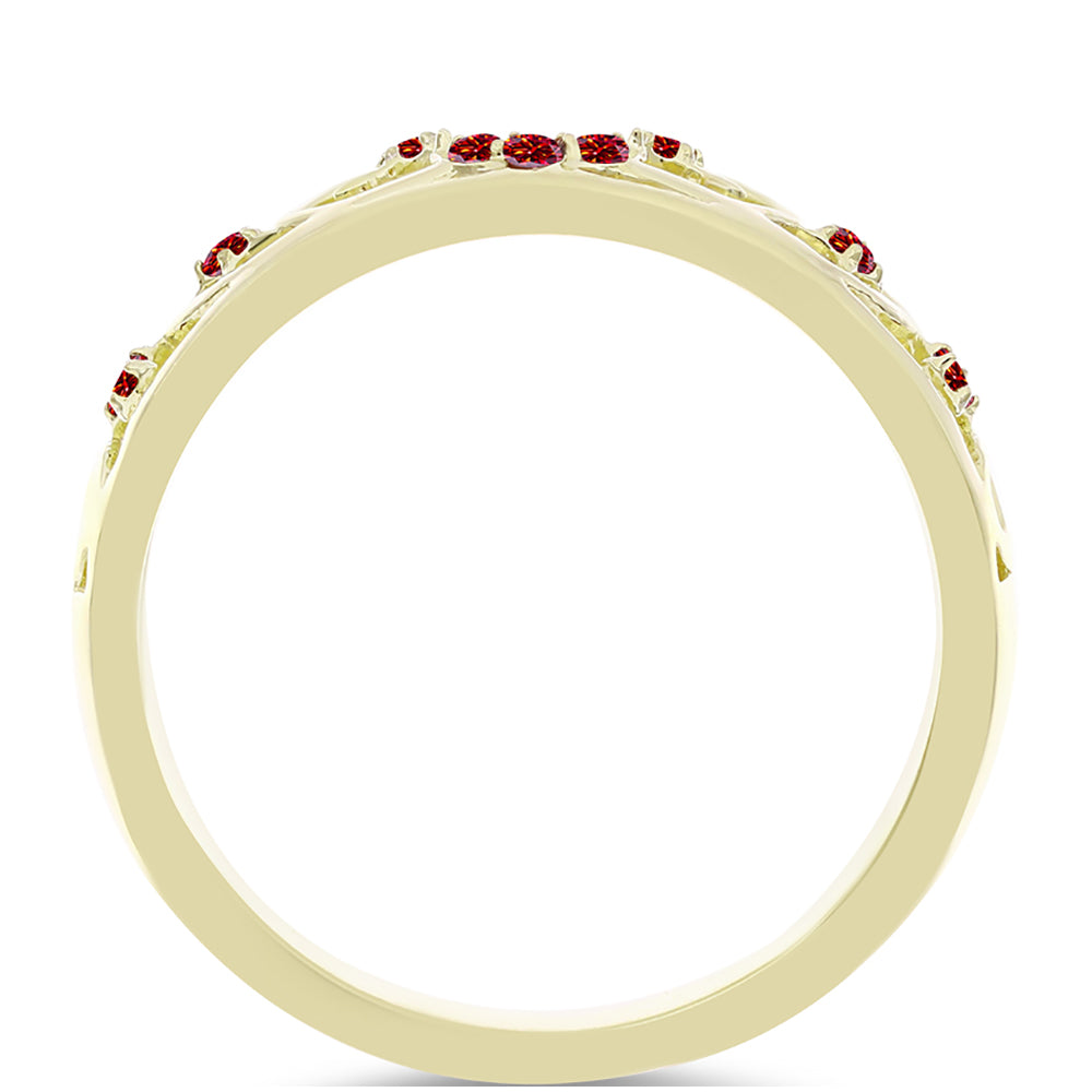 Goldplattierter Silberring mit majestätischem rotem Moissanit 2 