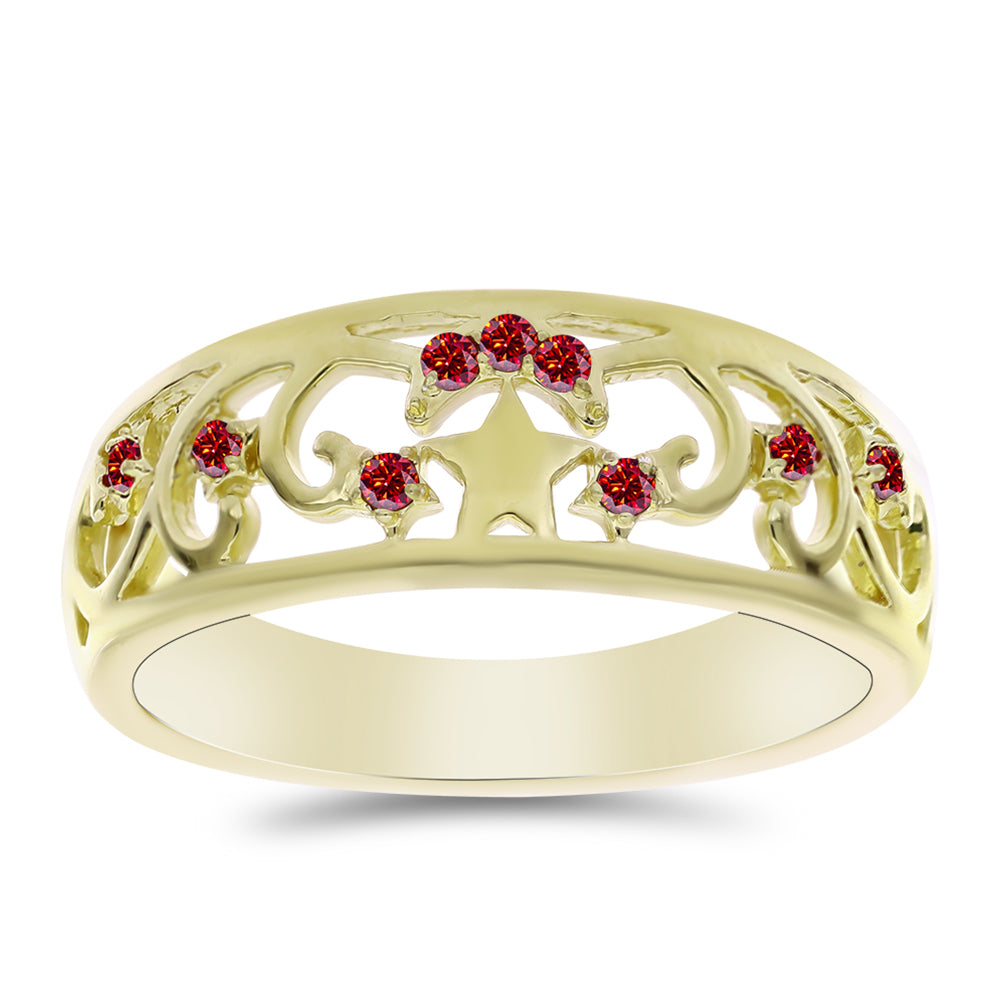 Goldplattierter Silberring mit majestätischem rotem Moissanit 3 