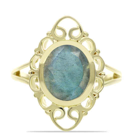 Goldplattierter Silberring mit Labradorit