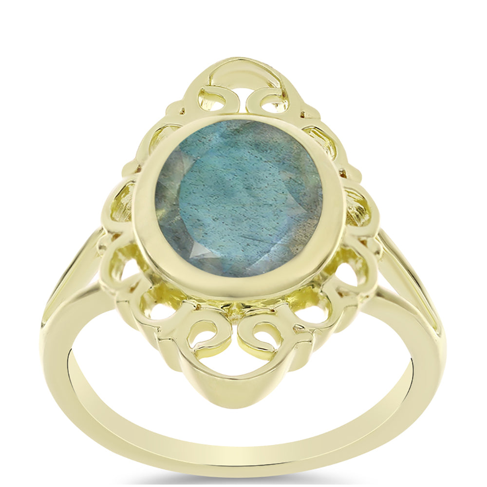 Goldplattierter Silberring mit Labradorit 3 