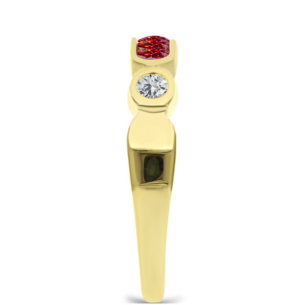 Goldplattierter Silberring mit majestätischem rotem Moissanit und weißem Topas 4 