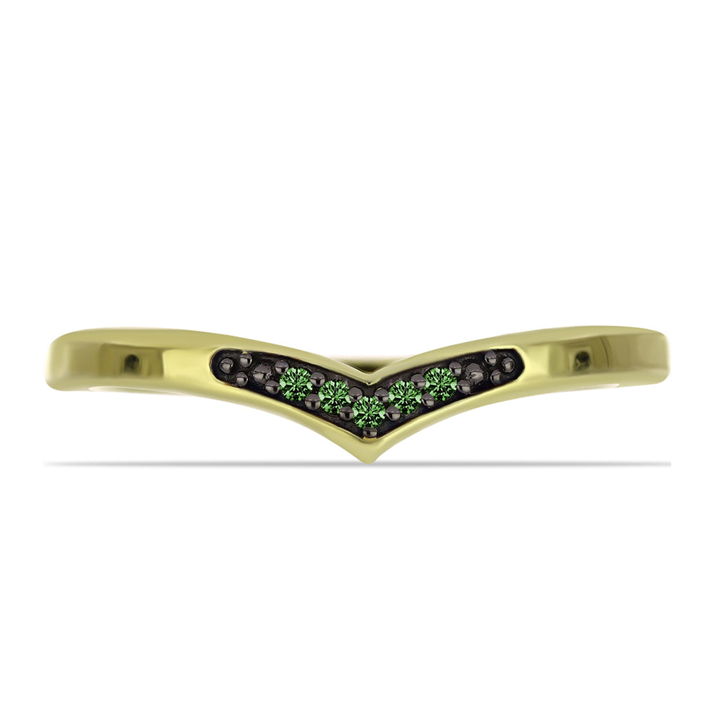 Goldplattierter Silberring mit grünem Diamant 1 