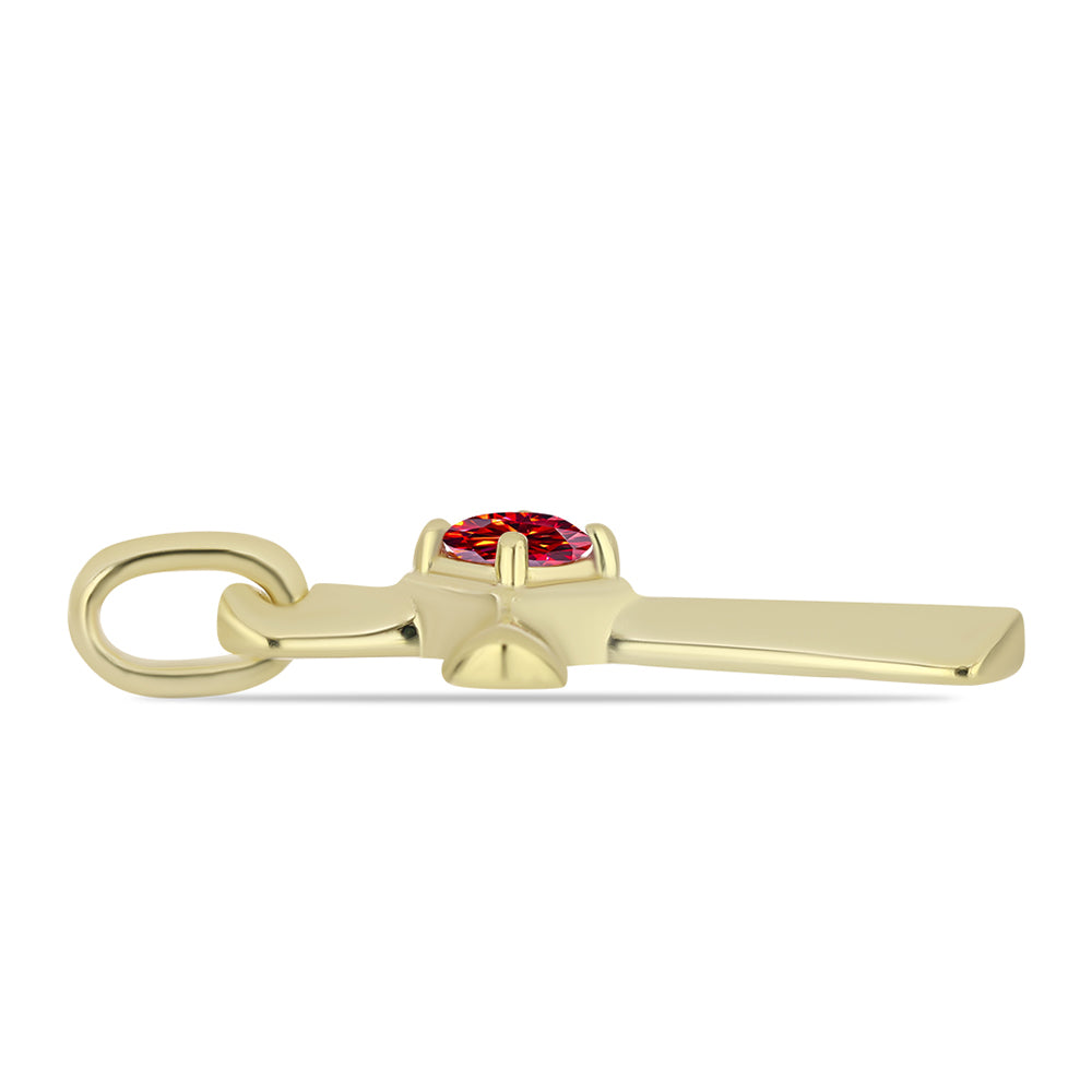 Goldplattierter Silberanhänger mit majestätischem rotem Moissanit 2 