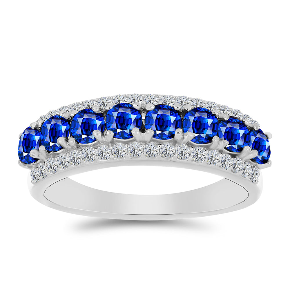 Silberring mit australischem blauem Saphir und weißem Topas 3 