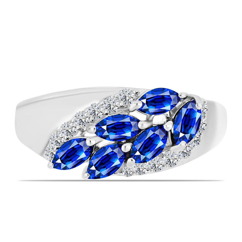 Silberring mit australischem blauem Saphir und weißem Topas 1 