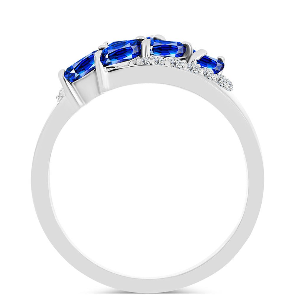 Silberring mit australischem blauem Saphir und weißem Topas 2 