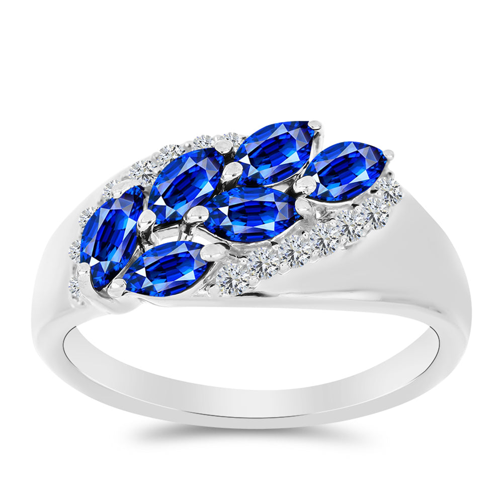 Silberring mit australischem blauem Saphir und weißem Topas 3 