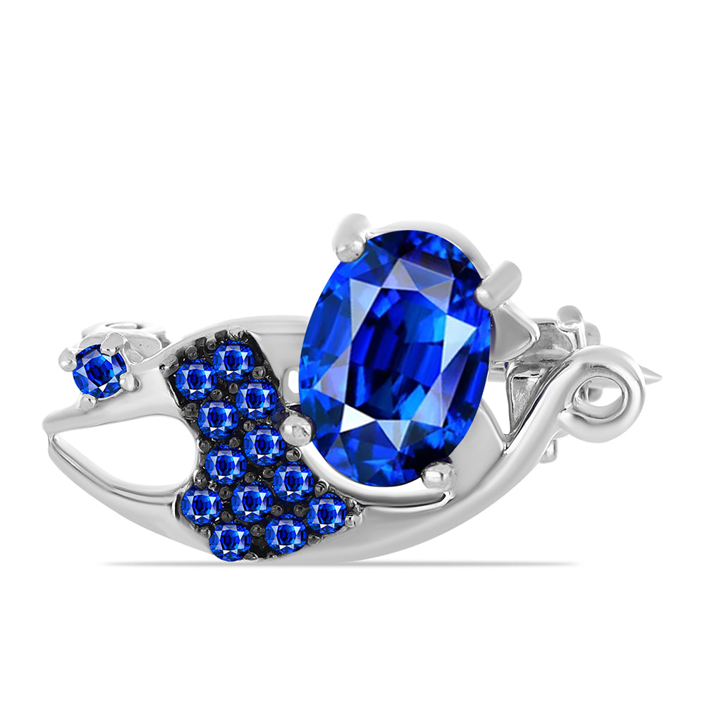 Silberbrosche mit australischem blauem Saphir 1 
