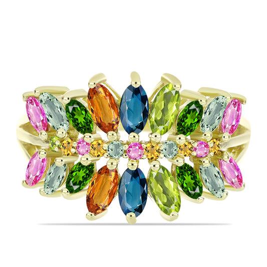 Goldplattierter Silberring mit Chakra Turmalin