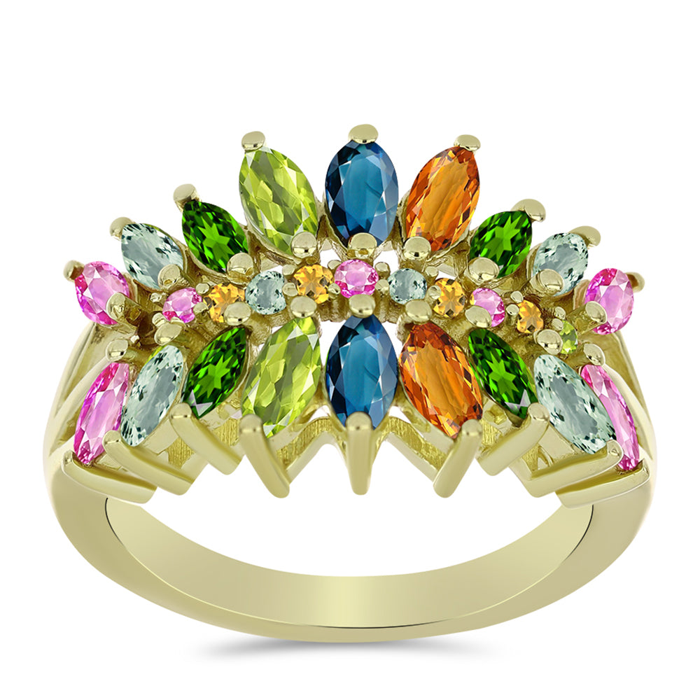 Goldplattierter Silberring mit Chakra Turmalin 3 