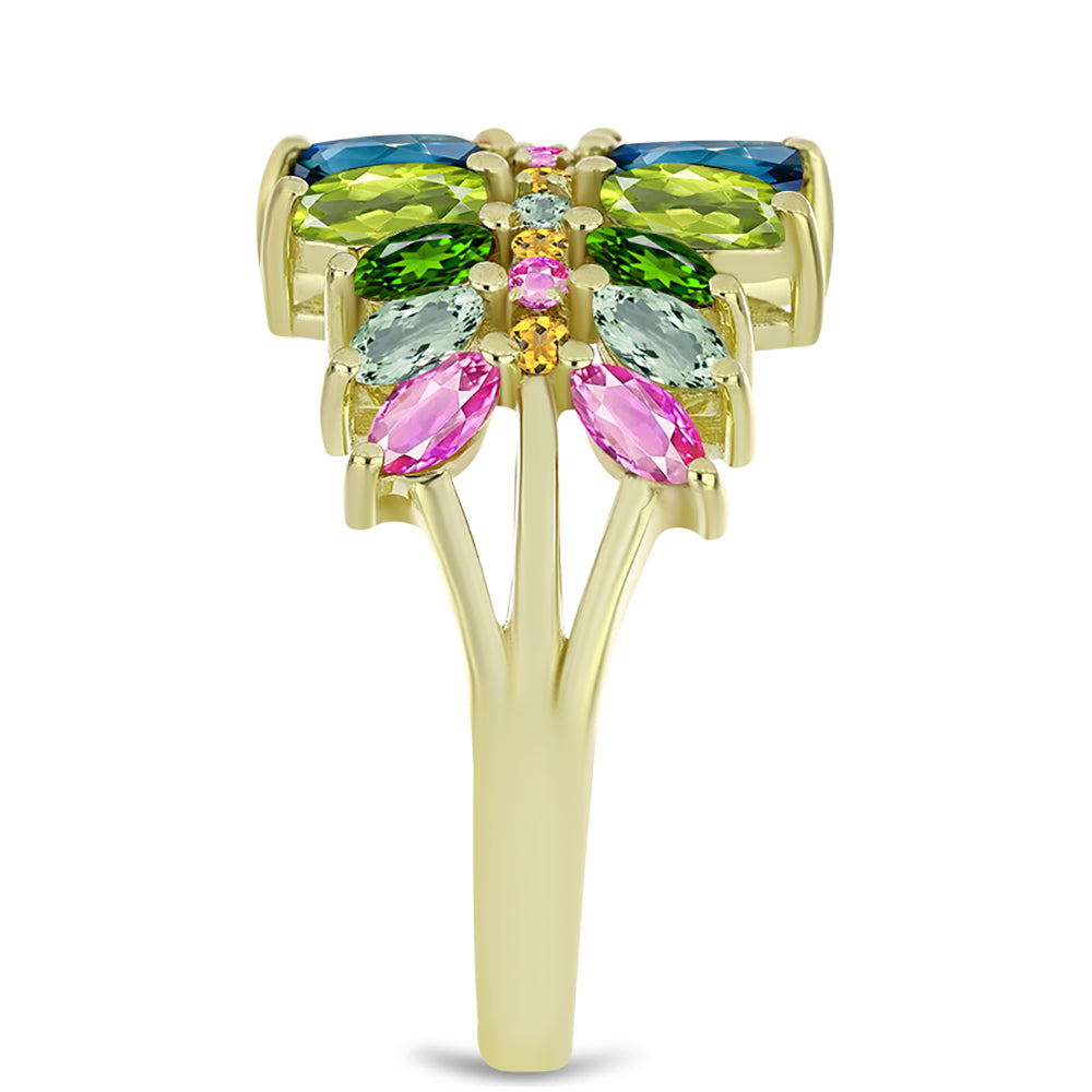 Goldplattierter Silberring mit Chakra Turmalin