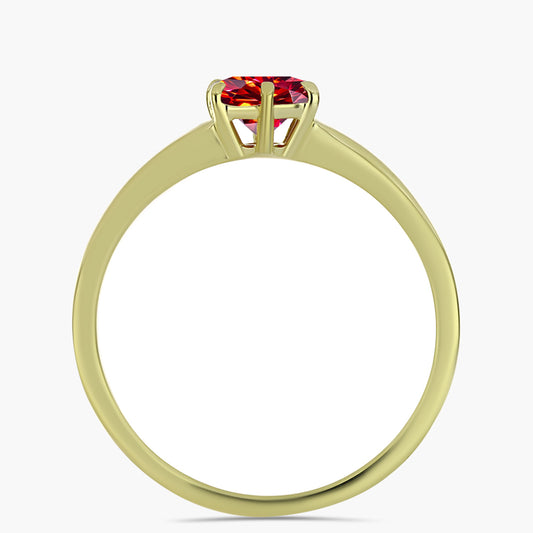 Goldplattierter Silberring mit majestätischem rotem Moissanit