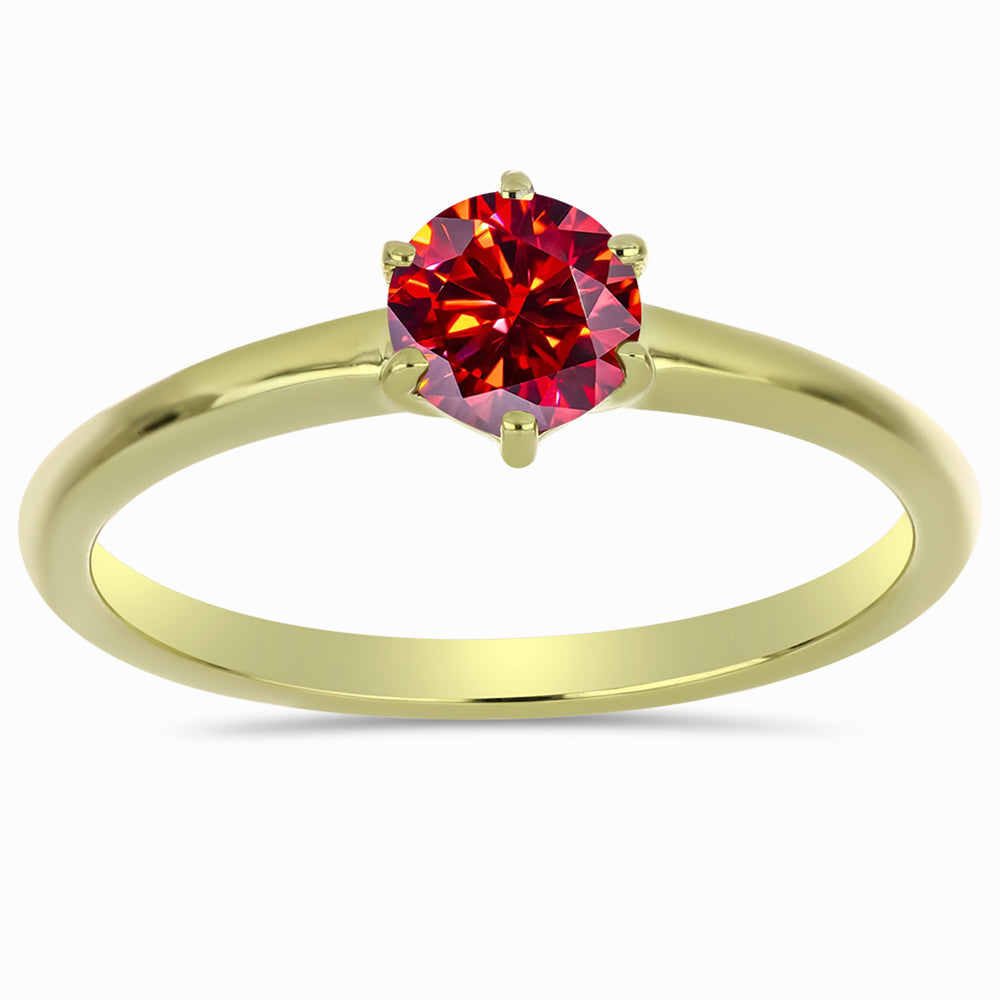 Goldplattierter Silberring mit majestätischem rotem Moissanit