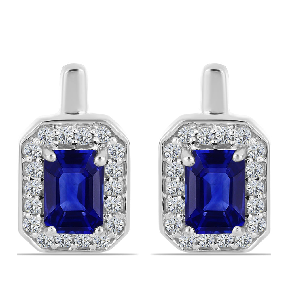 Silberohrringe mit australischem blauem Saphir und weißem Topas