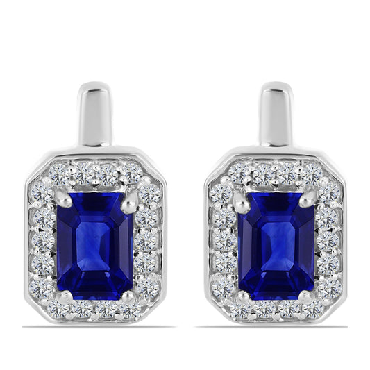 Silberohrringe mit australischem blauem Saphir und weißem Topas