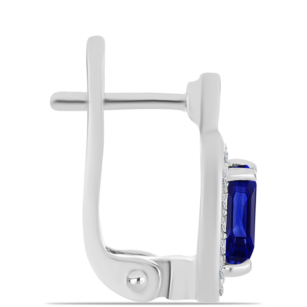 Silberohrringe mit australischem blauem Saphir und weißem Topas 2 