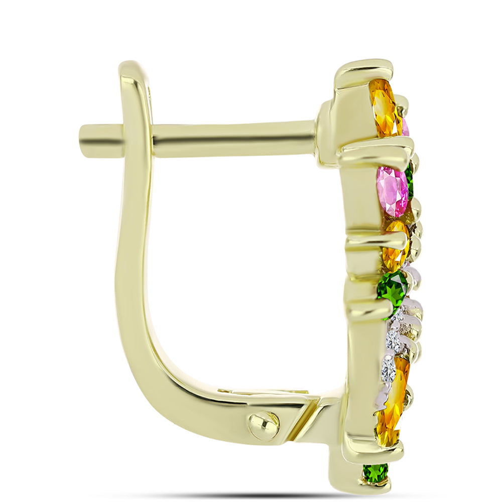 Goldplattierte Silberohrringe mit Chakra Turmalin und weißem Topas 2 