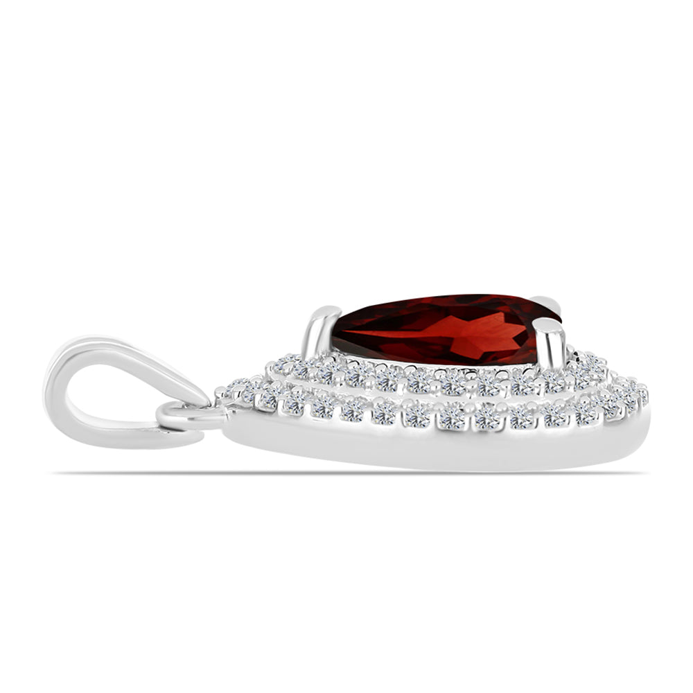 Silberanhänger mit Barton Granat und weißem Topas