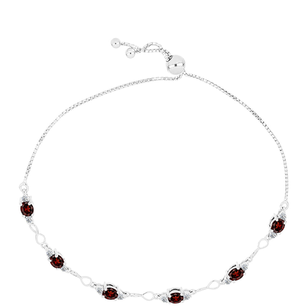 Silberarmband mit Barton Granat und weißem Topas 1 
