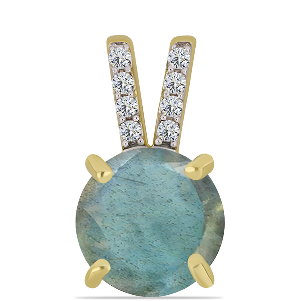 Goldplattierter Silberanhänger mit Labradorit und weißem Topas