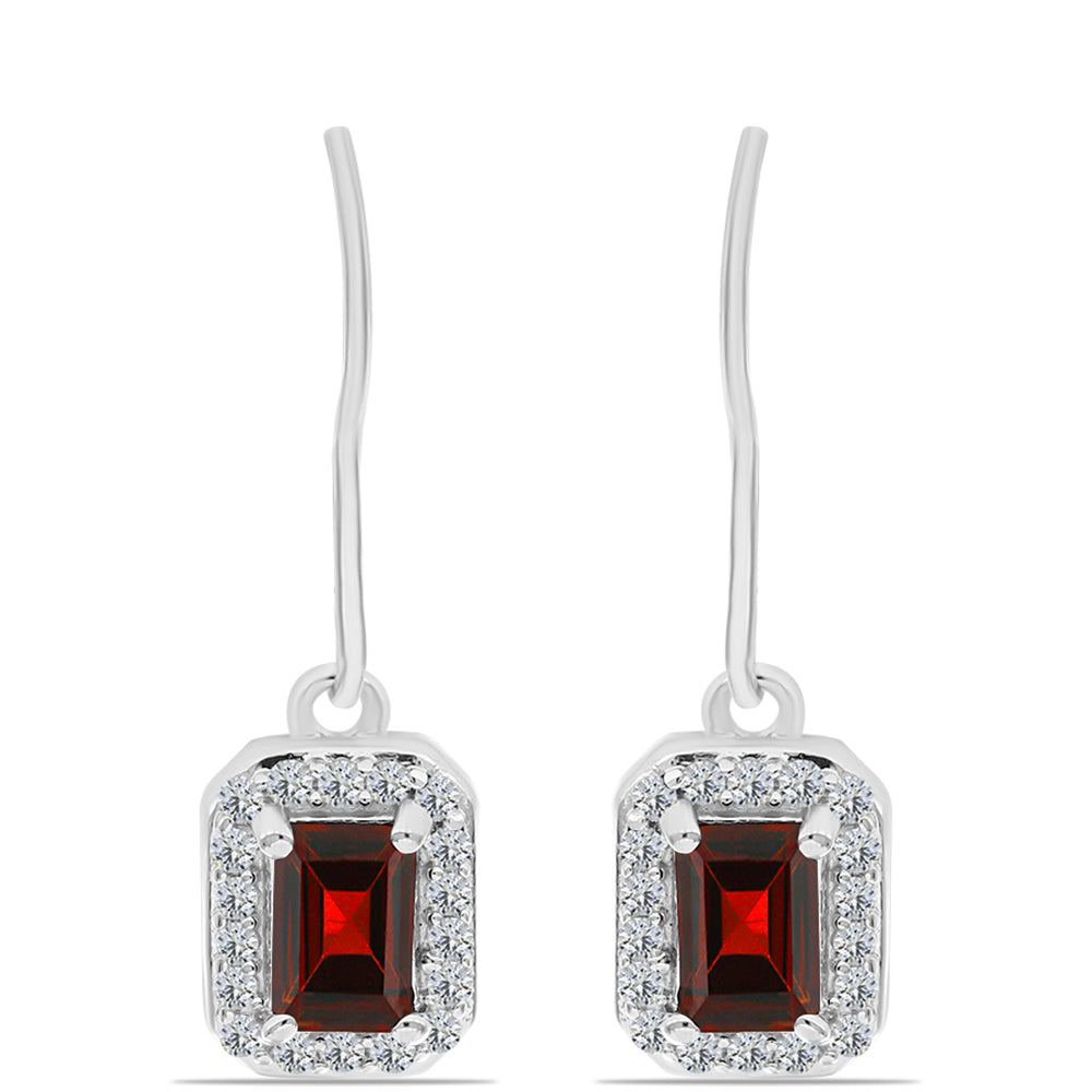 Silberohrringe mit Barton Granat und weißem Topas