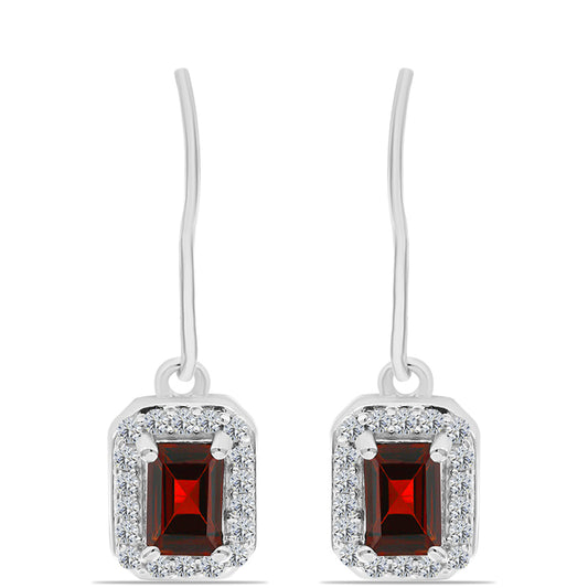 Silberohrringe mit Barton Granat und weißem Topas