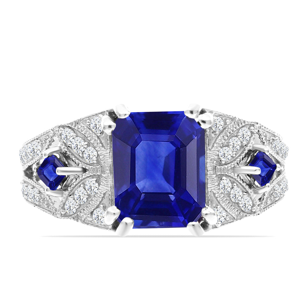 Silberring mit australischem blauem Saphir und weißem Topas 1 