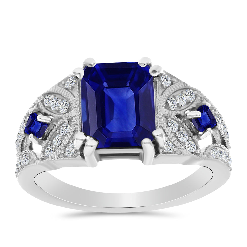 Silberring mit australischem blauem Saphir und weißem Topas