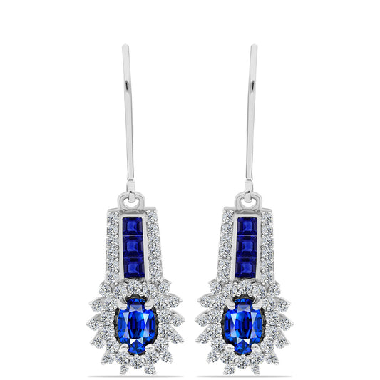 Silberohrringe mit australischem blauem Saphir und weißem Topas
