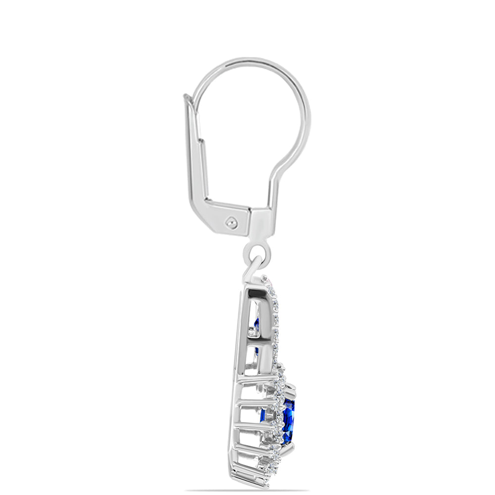 Silberohrringe mit australischem blauem Saphir und weißem Topas