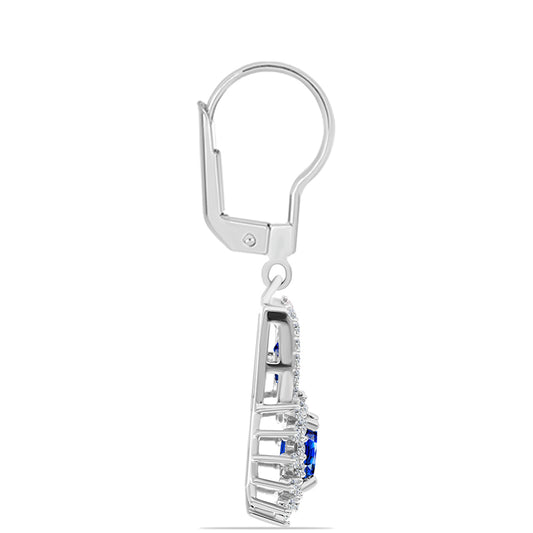 Silberohrringe mit australischem blauem Saphir und weißem Topas