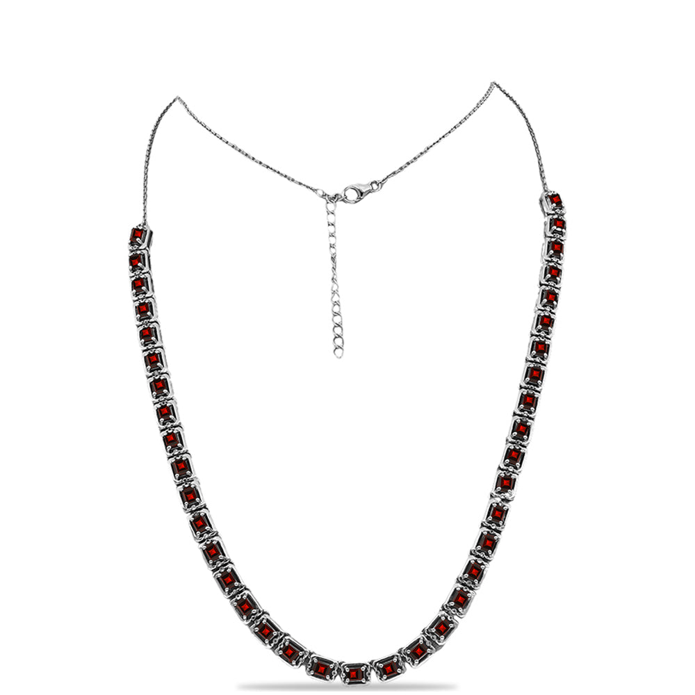 Silberhalskette mit Barton Granat und weißem Topas 1 