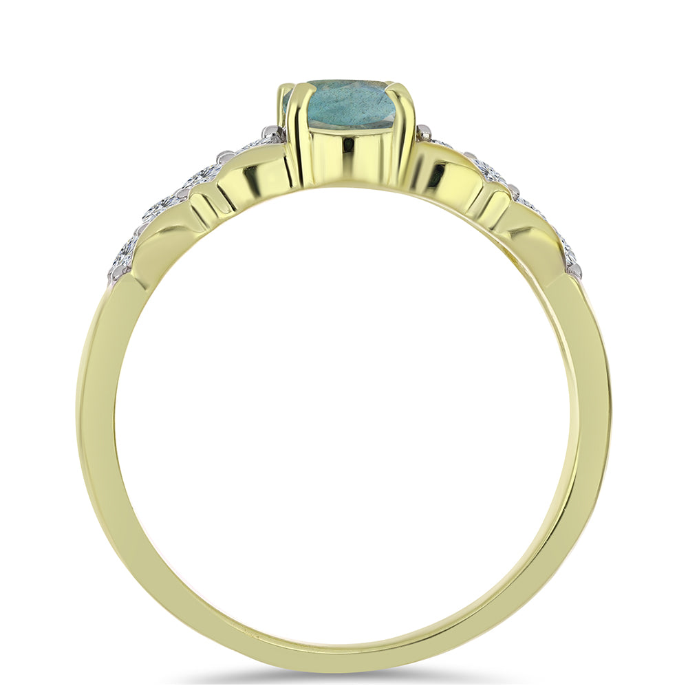 Goldplattierter Silberring mit Labradorit und weißem Topas 2 