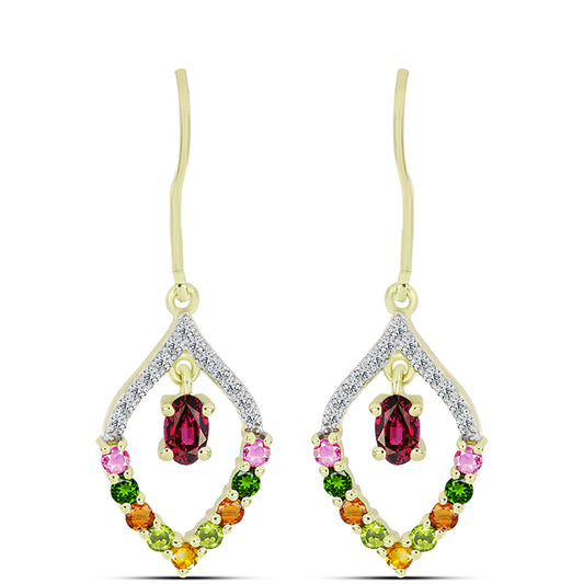 Goldplattierte Silberohrringe mit Chakra Turmalin und weißem Topas