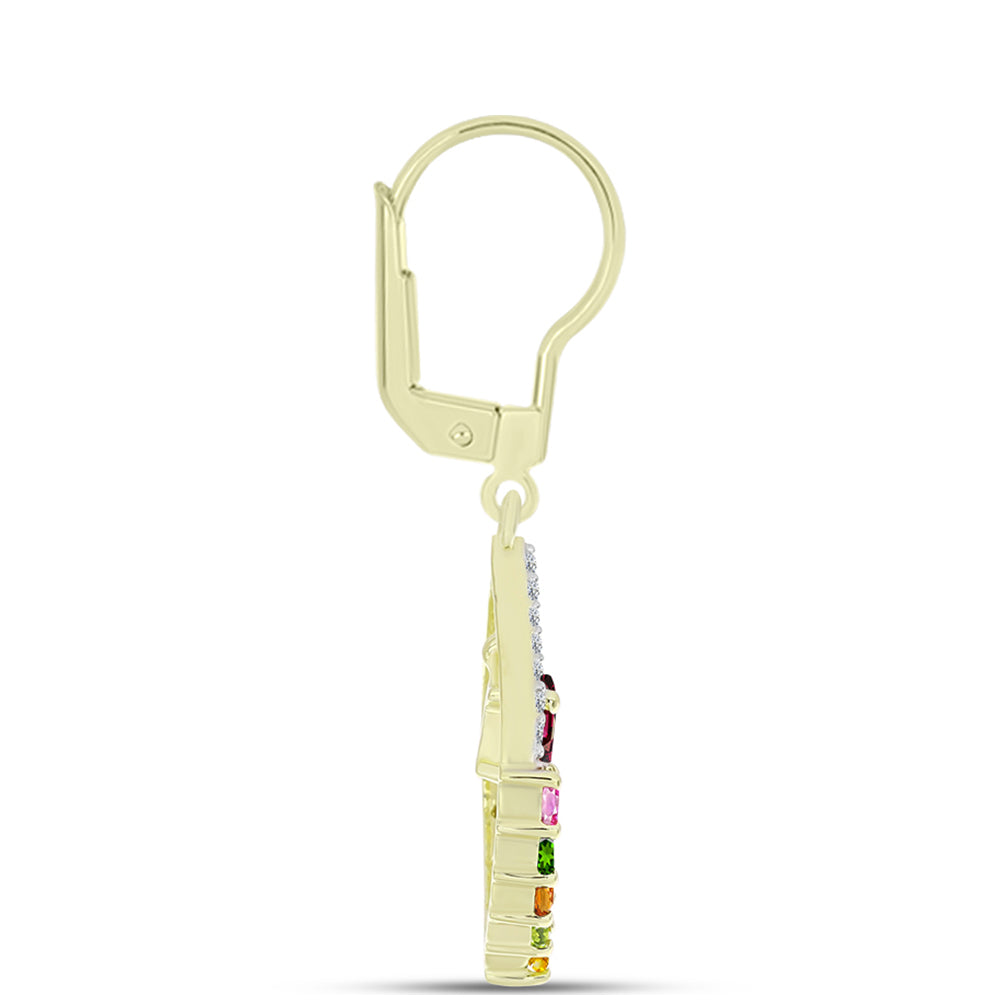 Goldplattierte Silberohrringe mit Chakra Turmalin und weißem Topas