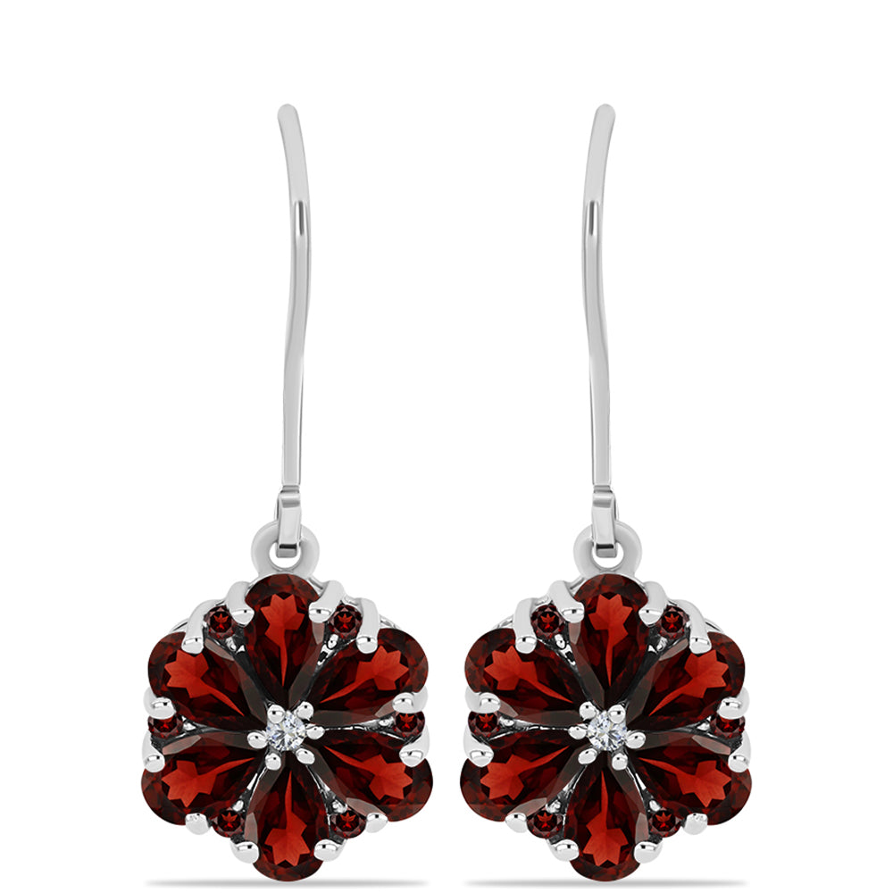 Silberohrringe mit Barton Granat und weißem Topas 1 