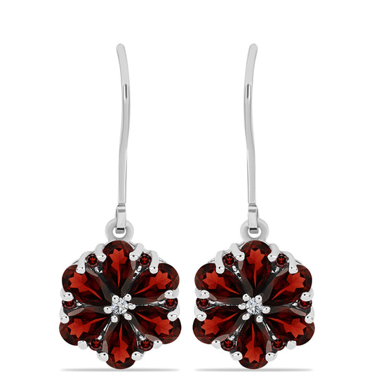 Silberohrringe mit Barton Granat und weißem Topas