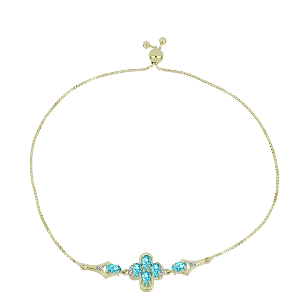 Goldplattiertes Silberarmband mit Paraiba Quarz und weißem Topas 1 