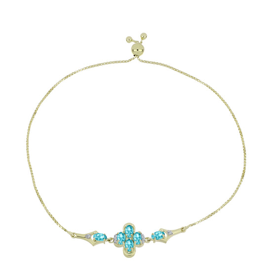Goldplattiertes Silberarmband mit Paraiba Quarz und weißem Topas