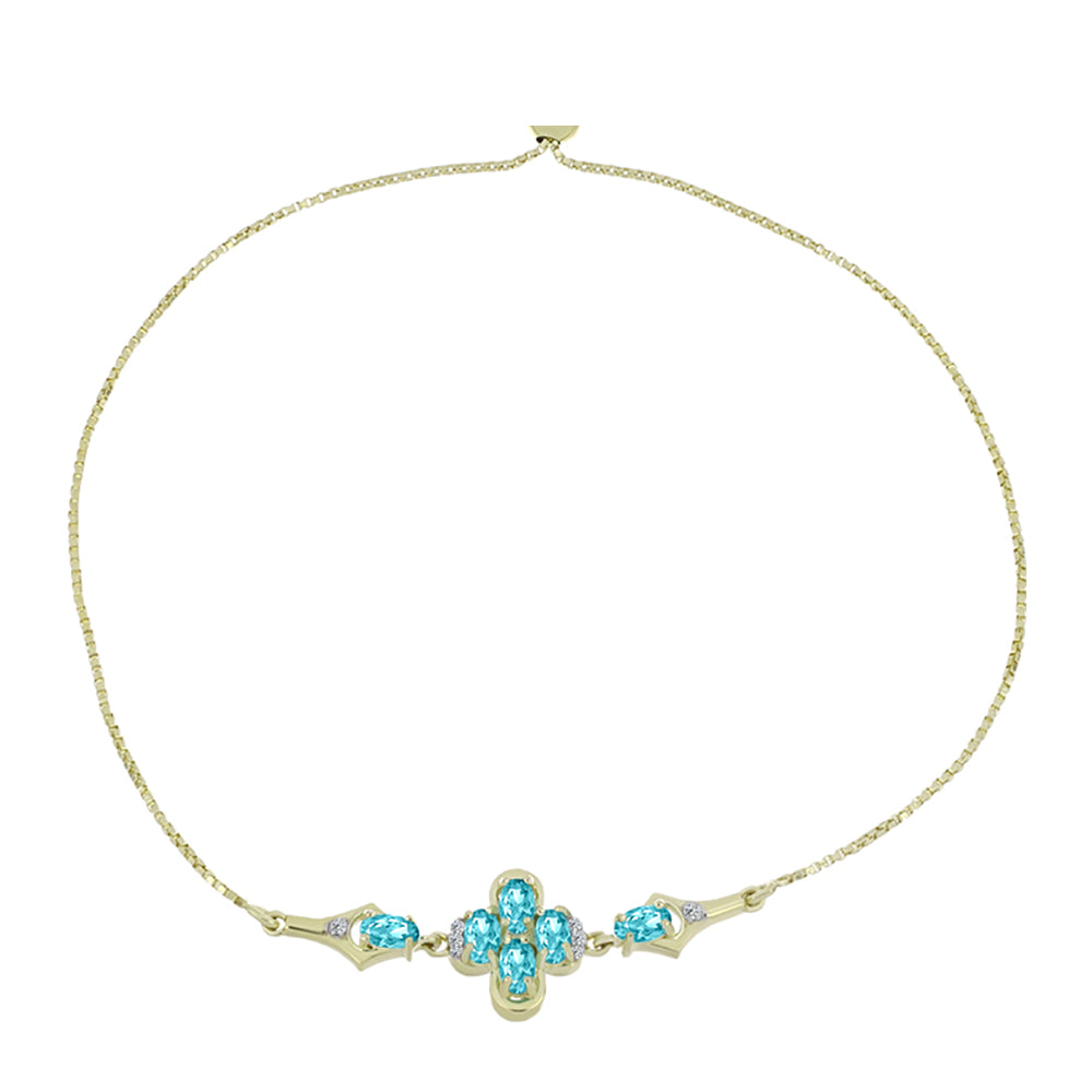 Goldplattiertes Silberarmband mit Paraiba Quarz und weißem Topas 2 
