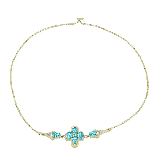 Goldplattiertes Silberarmband mit Paraiba Quarz und weißem Topas