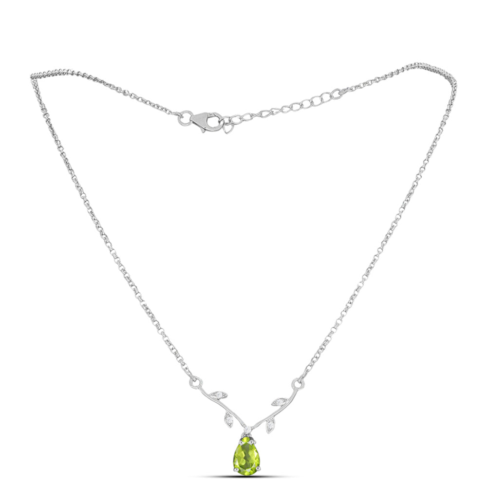 Silberhalskette mit Peridot aus Changbai und weißem Topas 2 