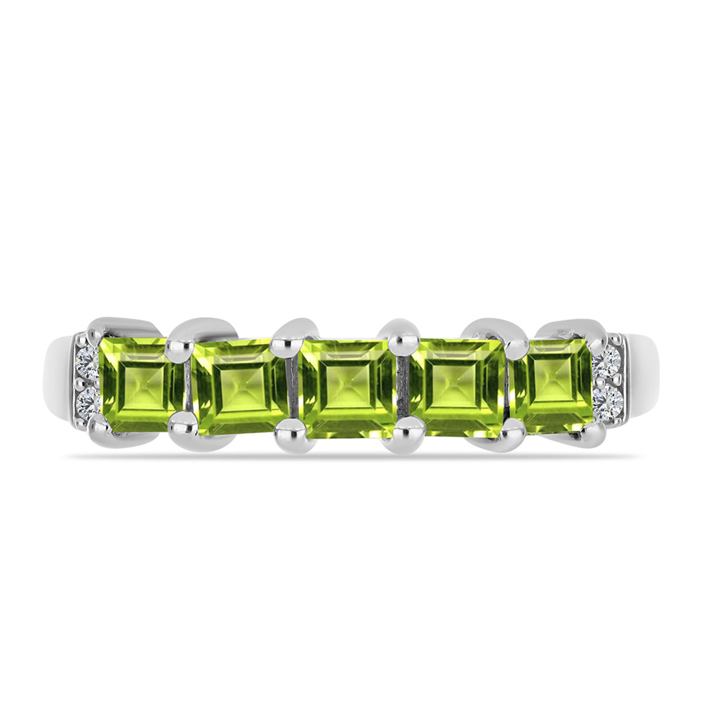 Silberring mit Peridot aus Changbai und weißem Topas 2 