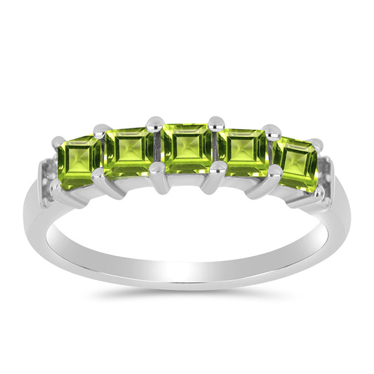 Silberring mit Peridot aus Changbai und weißem Topas
