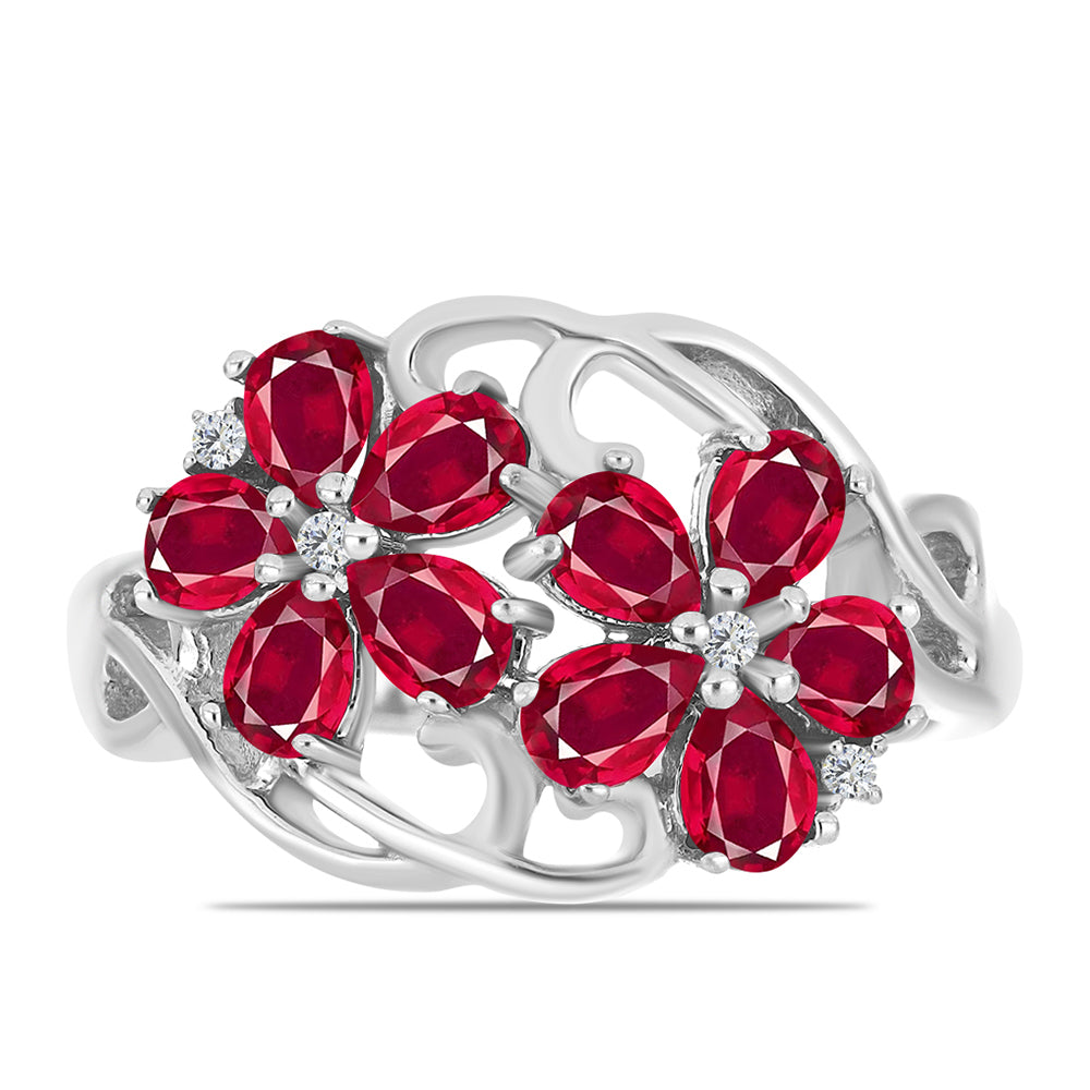 Silberring mit Rubin aus Madagaskar und weißem Topas 5 