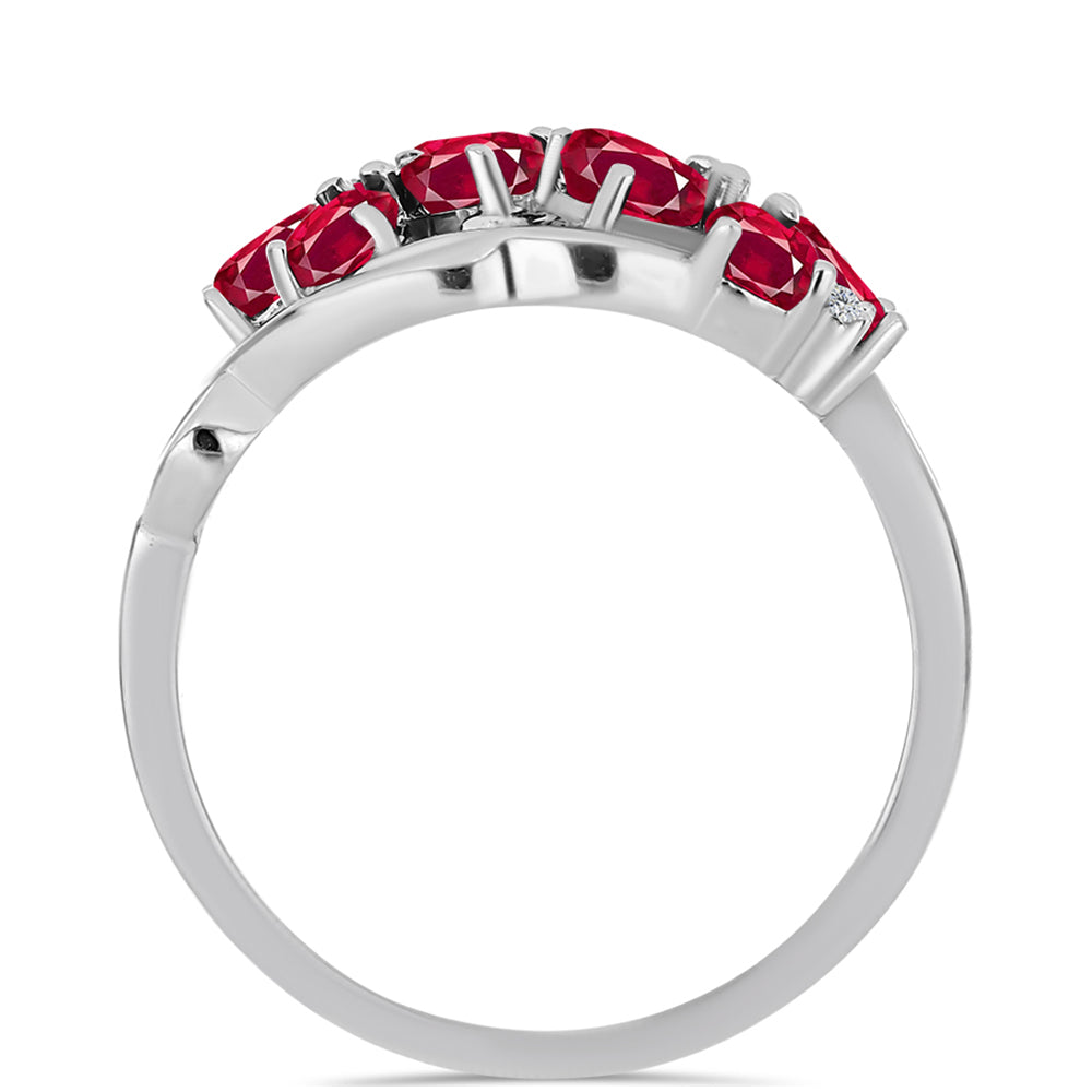 Silberring mit Rubin aus Madagaskar und weißem Topas